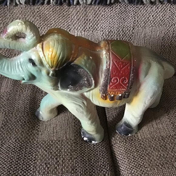 Vintage Chalkware Elephant - Carnival Chalkware Elephant Figurine - Nice - Picture 8 of 8